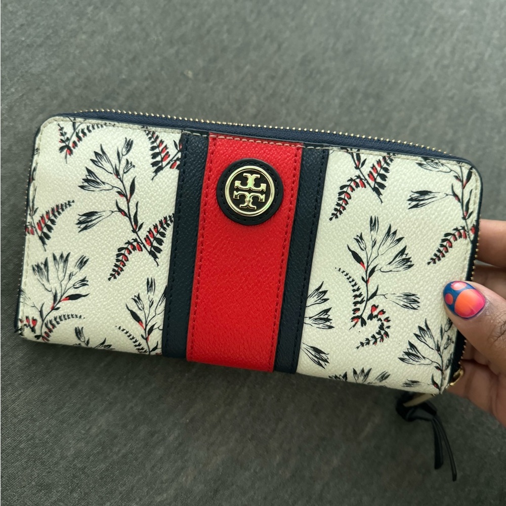Tory Burch Floral Wallet - Red and Black